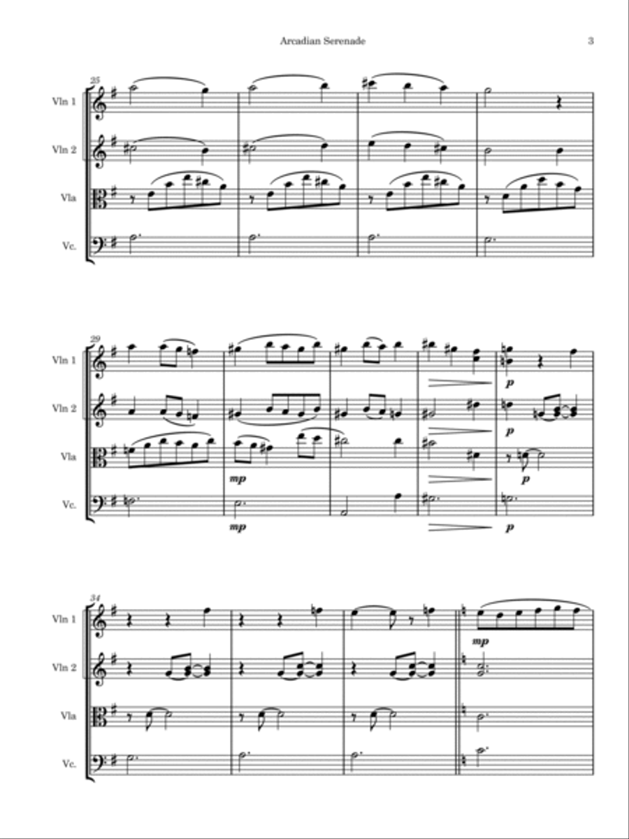 Arcadian Serenade String Quartet scores gallery preview page 5
