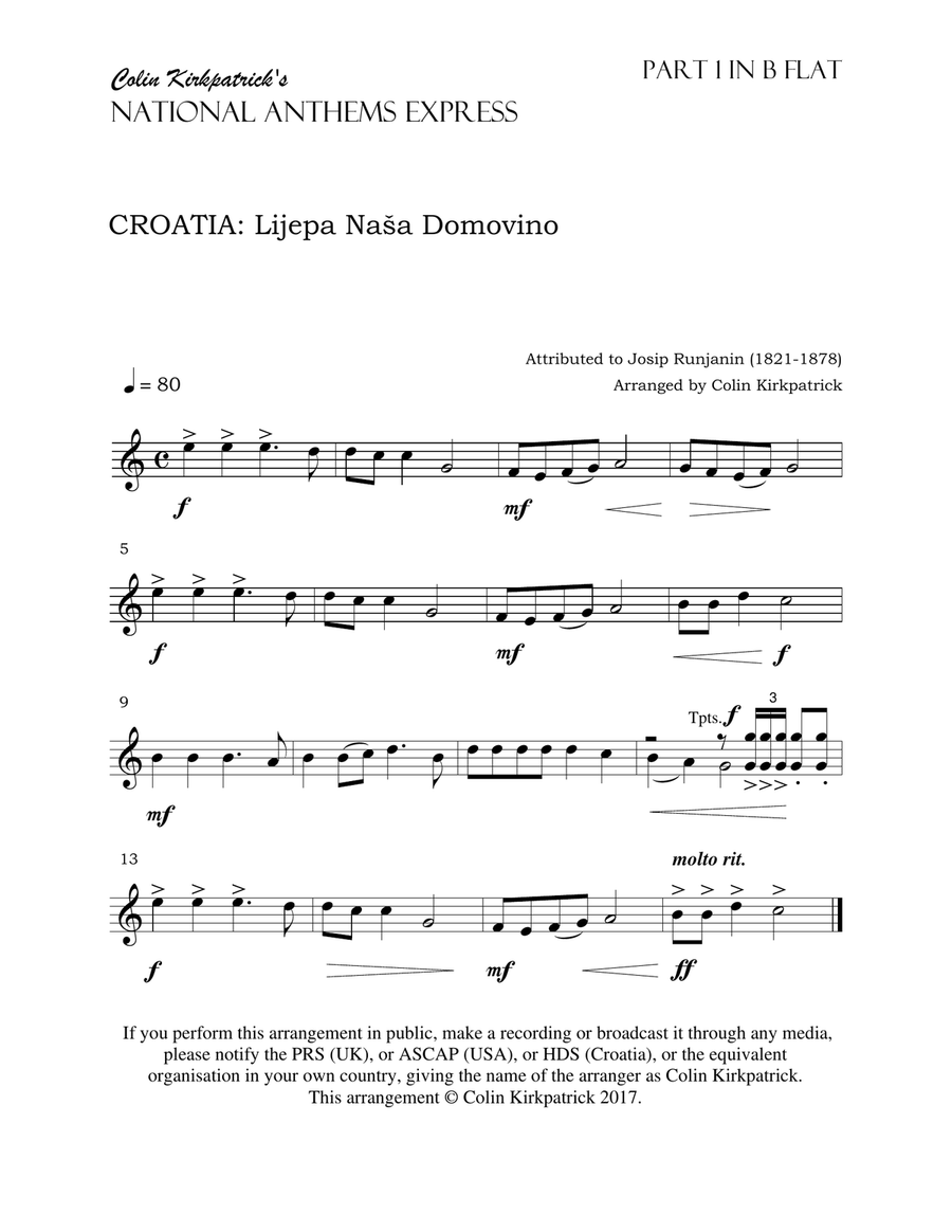 Croatia National Anthem: Lijepa Naša Domovino Large Ensemble scores gallery preview page 6