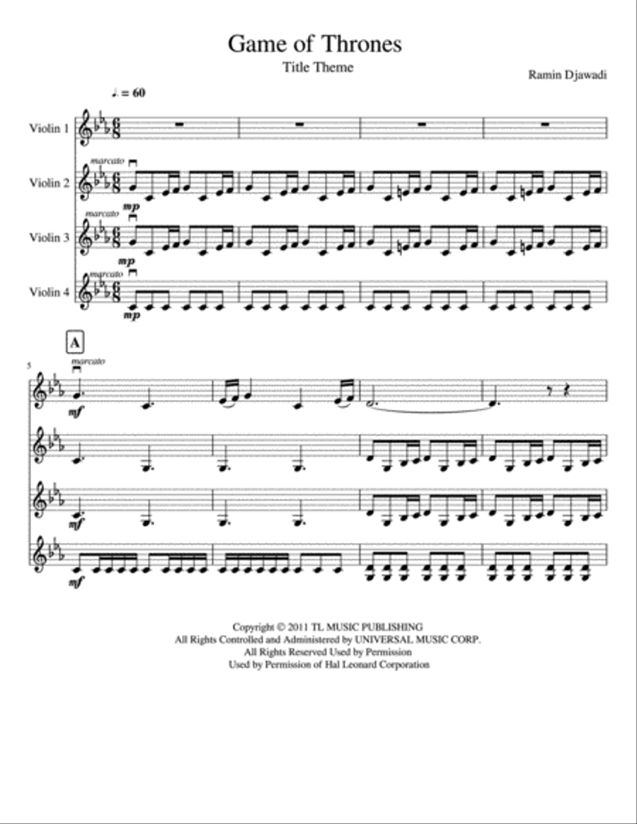Game Of Thrones Game Of Thrones String Quartet scores gallery preview page 2
