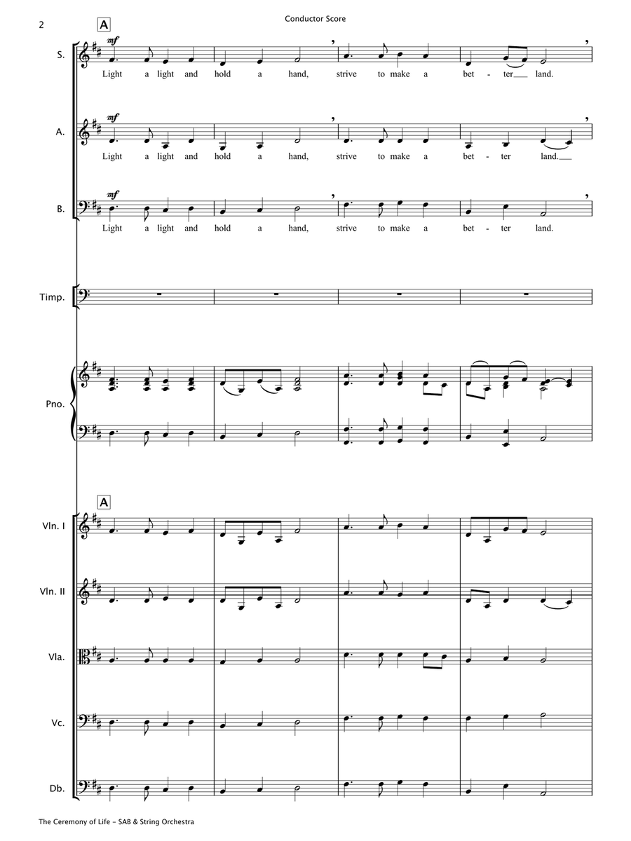 The Ceremony of Life [SAB Choir & String Orchestra] 3-Part scores gallery preview page 4
