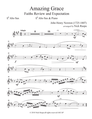 Amazing Grace (E Flat Alto Sax & Piano) Alto Sax part
