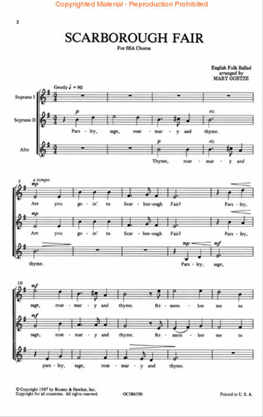 Scarborough Fair/Canticle SSA scores gallery preview page 2