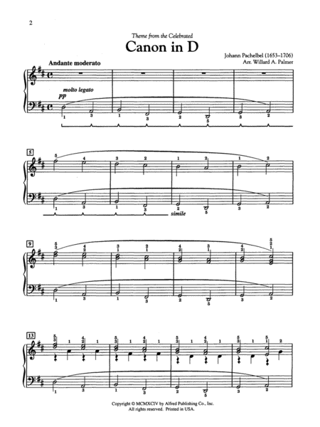 Canon in D by Johann Pachelbel Small Ensemble - Sheet Music