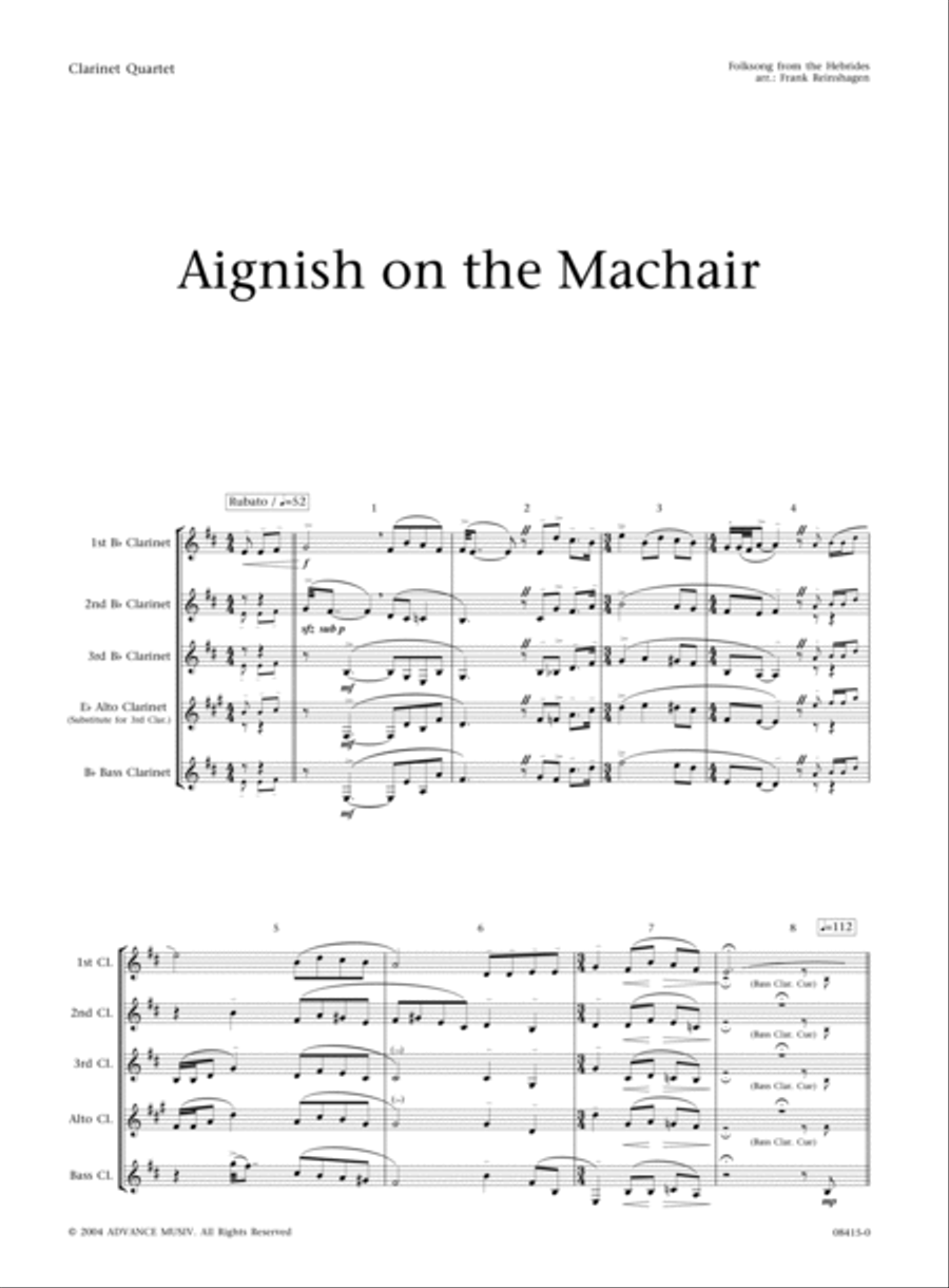 Aignish on the Machair Aignish on the Machair Clarinet Quartet scores gallery preview page 2
