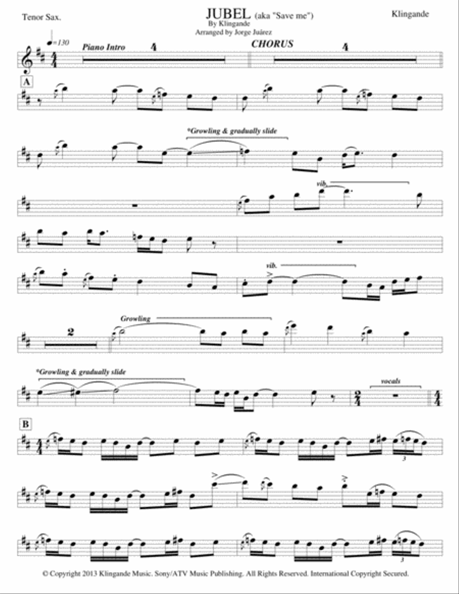Jubel Tenor Saxophone scores gallery preview page 1