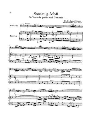 Book cover for Sonata in G minor for Viola da Gamba, BWV 1029 (Transcribed For Cello and Piano)