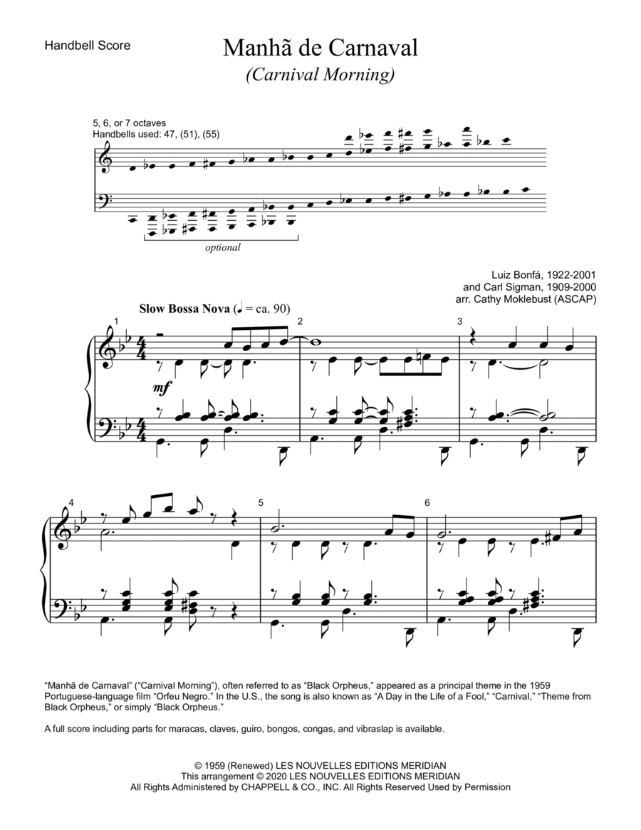 A Day In The Life Of A Fool (manha De Carnaval) Handbell Choir scores gallery preview page 1