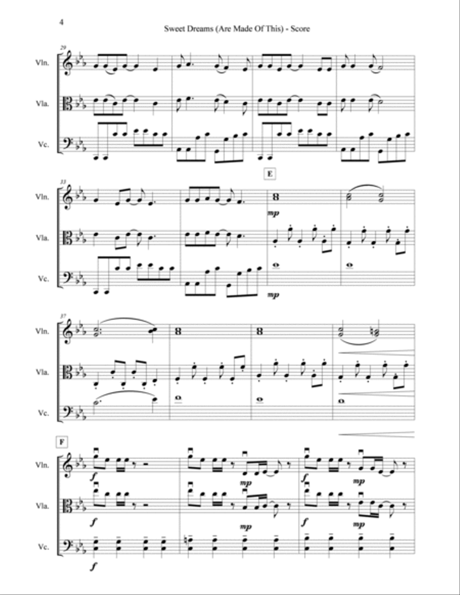 Sweet Dreams (Are Made Of This) String Trio scores gallery preview page 4