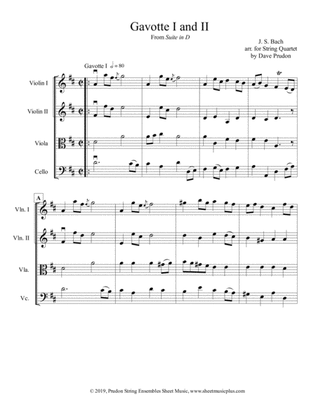 Bach Gavotte I & II for String Quartet