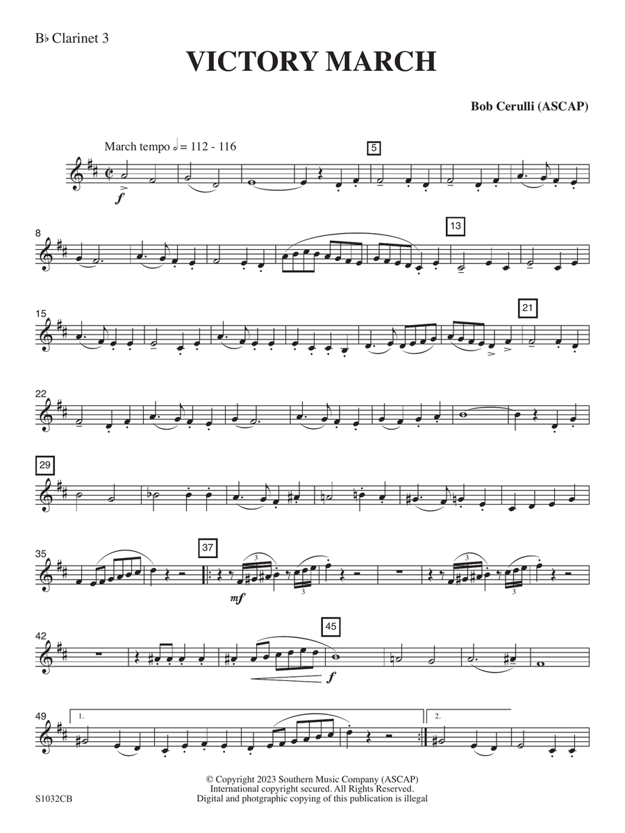 Victory March - Clarinet 3 Concert Band scores gallery preview page 1