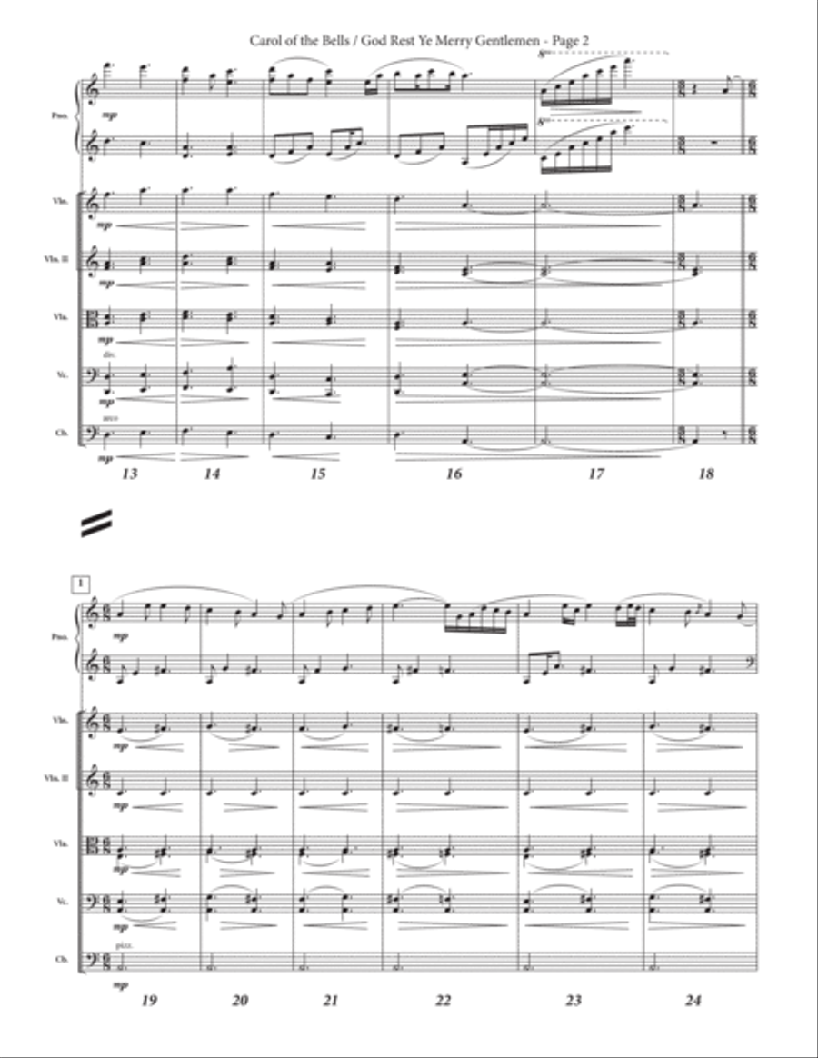 Carol of the Bells / God Rest Ye Merry Gentlemen - Piano & String Orchestra String Orchestra scores gallery preview page 4