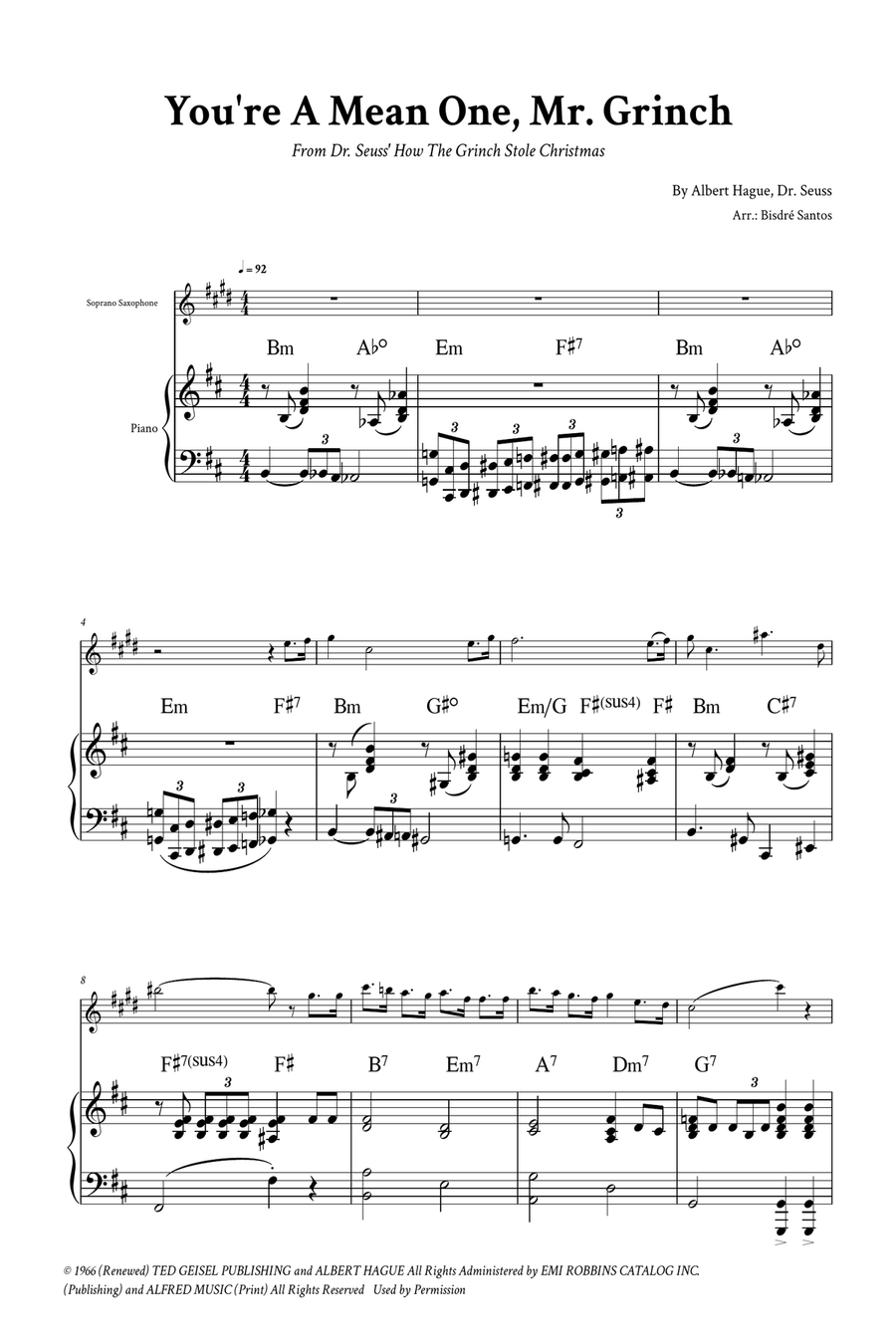 You're A Mean One, Mr. Grinch Soprano Saxophone scores gallery preview page 2