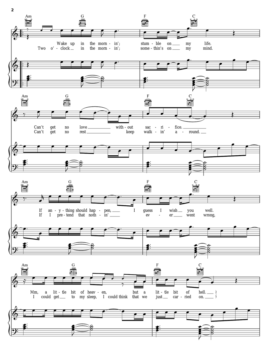 Happy Ending Piano, Vocal, Guitar scores gallery preview page 2