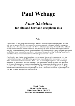 Book cover for Paul Wehage: Four Sketches for alto saxophone and baritone saxophone