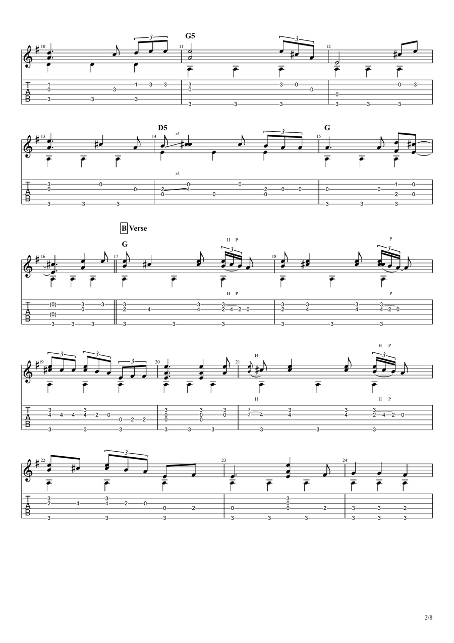 I'm So Lonesome I Could Cry Guitar Tablature scores gallery preview page 2