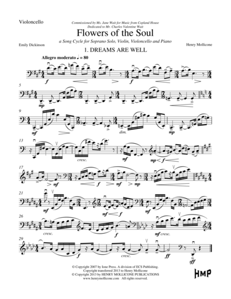 Flowers of the Soul (Cello) Cello Solo scores gallery preview page 1