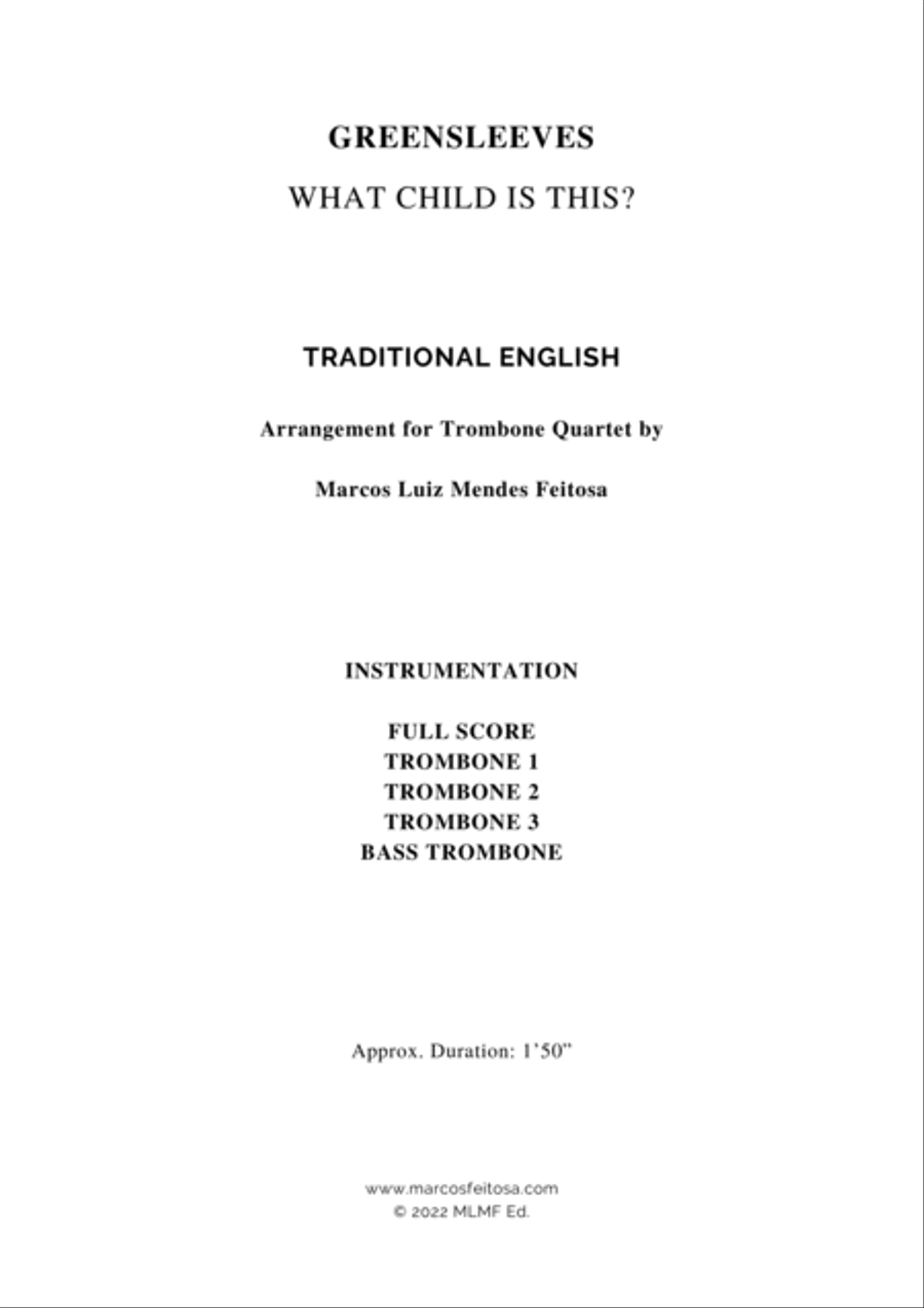 Greensleeves - Trombone Quartet Brass Quartet scores gallery preview page 2