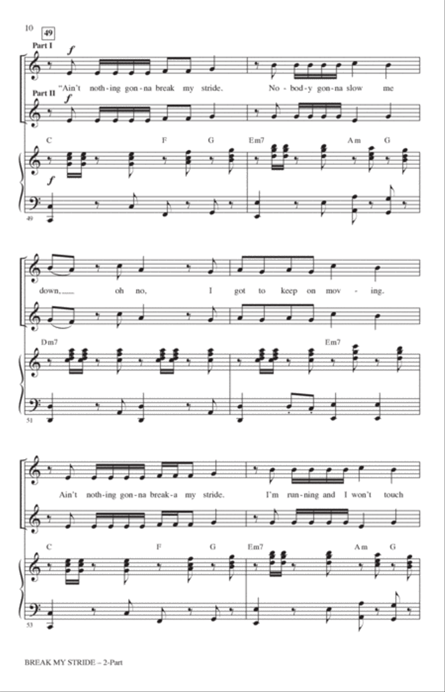 Break My Stride (arr. Mark Brymer) 2-Part scores gallery preview page 9