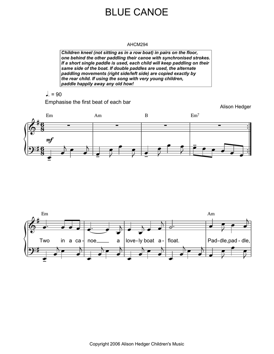 Blue Canoe Blue Canoe Piano, Vocal, Guitar scores gallery preview page 1