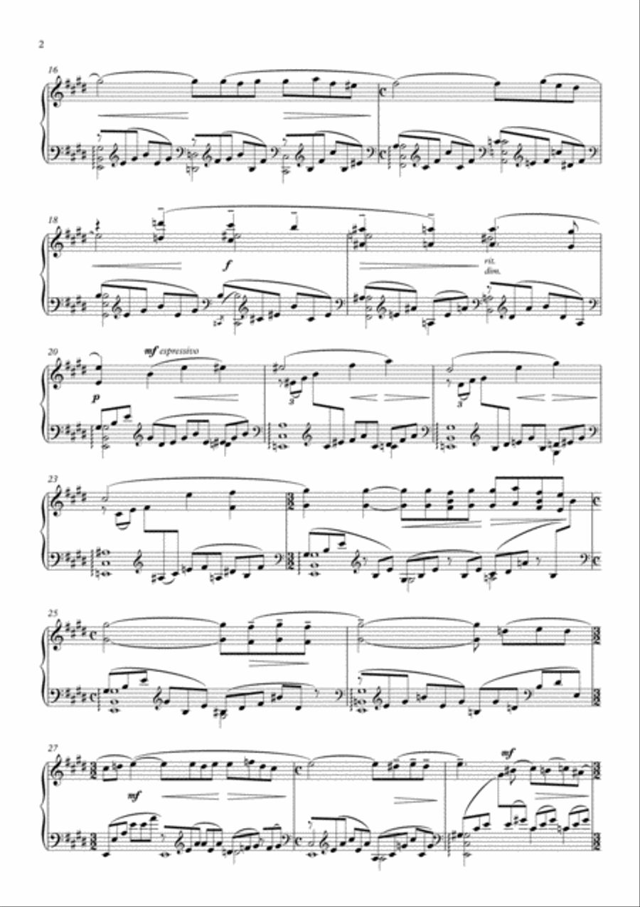 S. Rachmaninov - Piano Concerto n.2 in c minor - 2nd movement - Transcription for piano solo Piano Solo scores gallery preview page 2