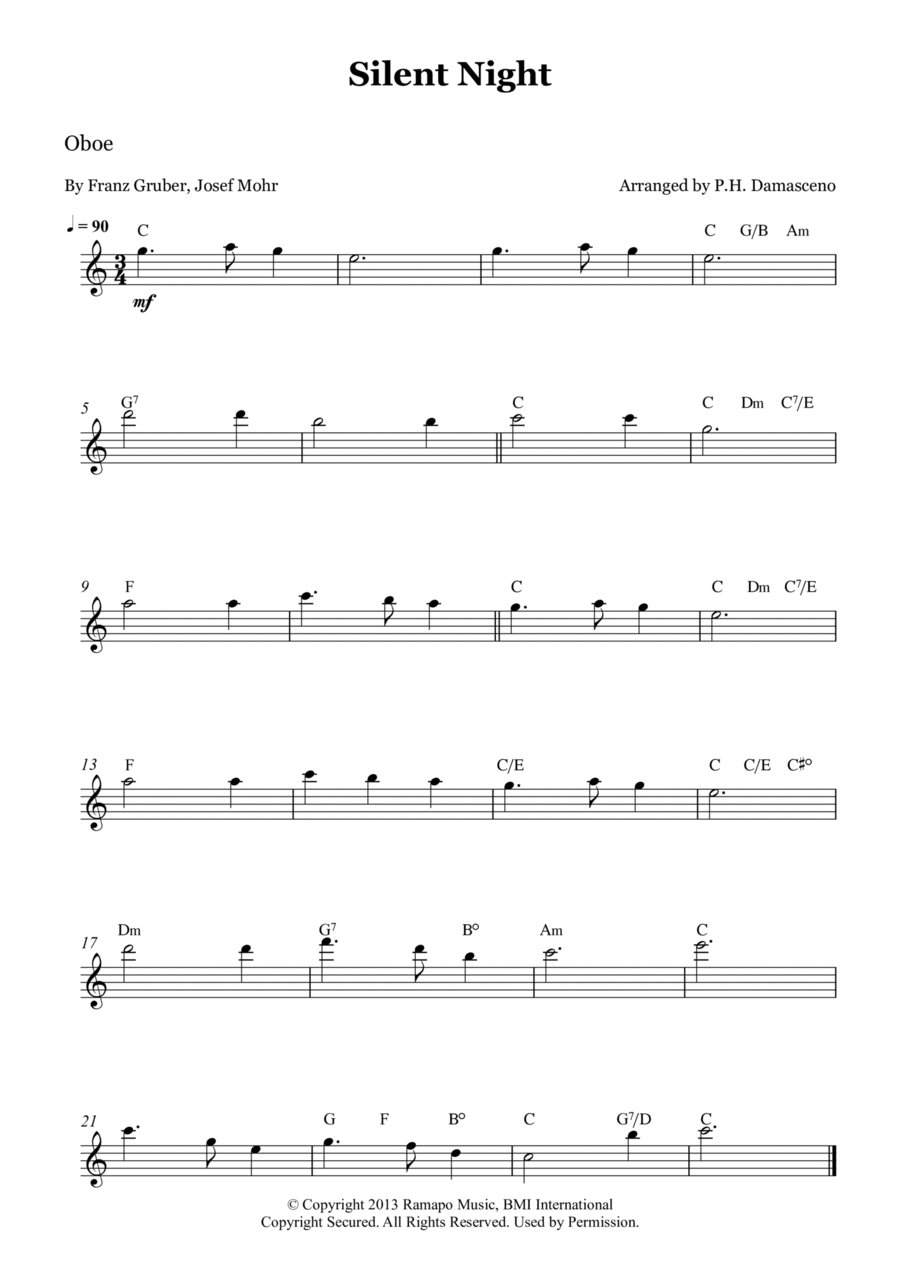 Silent Night Oboe Solo scores gallery preview page 1
