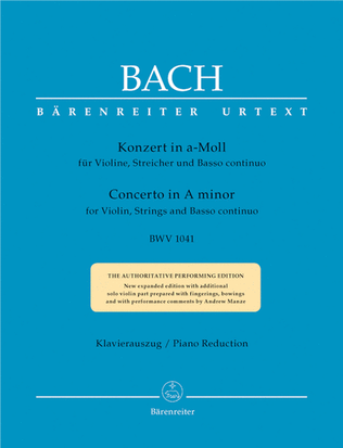 Book cover for Violin Concerto In A Minor, BWV 1041