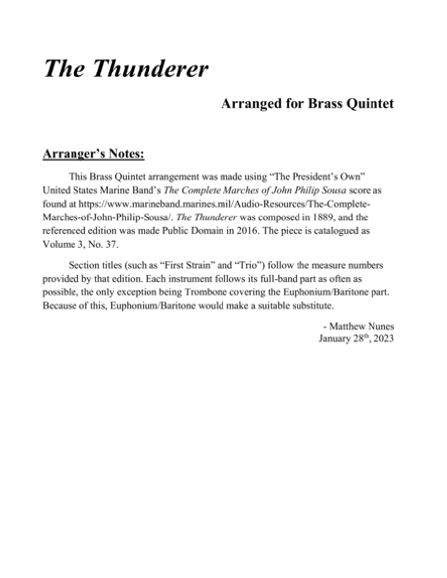 The Thunderer Chamber Music scores gallery preview page 2