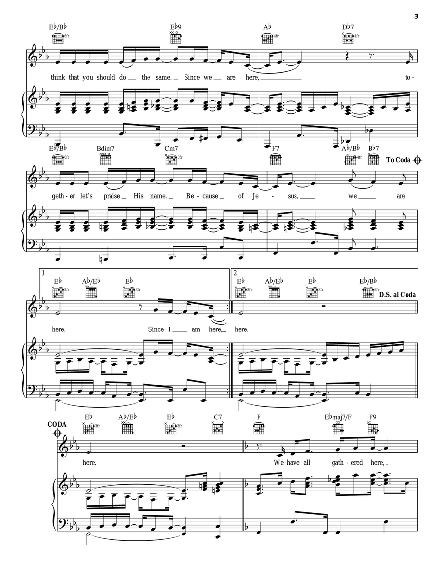 All Because Of Jesus All Because Of Jesus Piano, Vocal, Guitar scores gallery preview page 3
