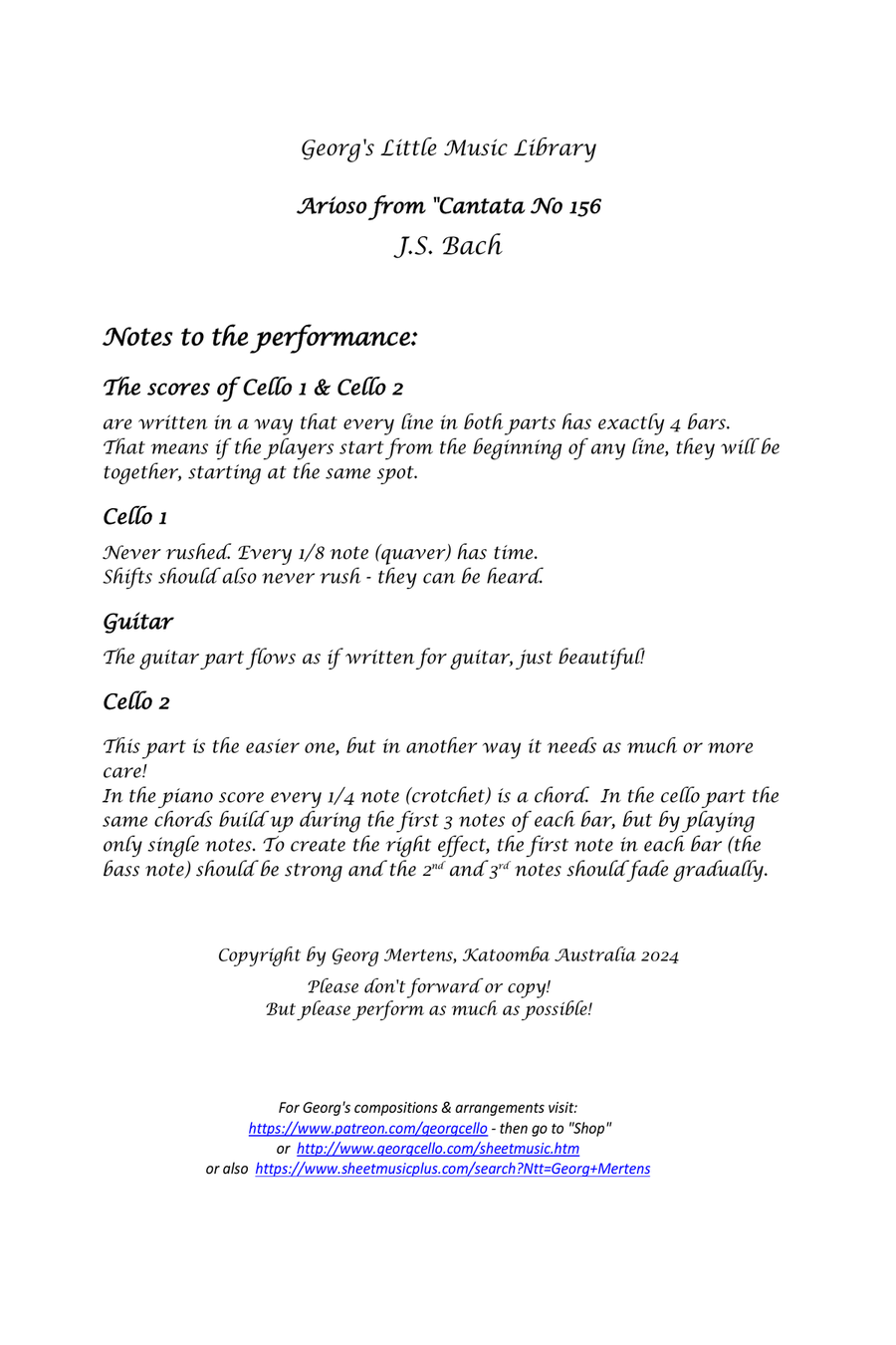 Bach Arioso for cello & guitar / 2 cellos Bach Arioso for cello & guitar / 2 cellos String Duet scores gallery preview page 2