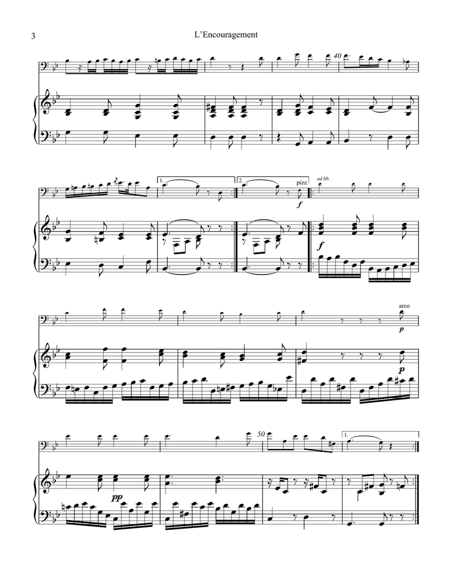 L'Encouragement Op. 34 for cello and piano Piano scores gallery preview page 4