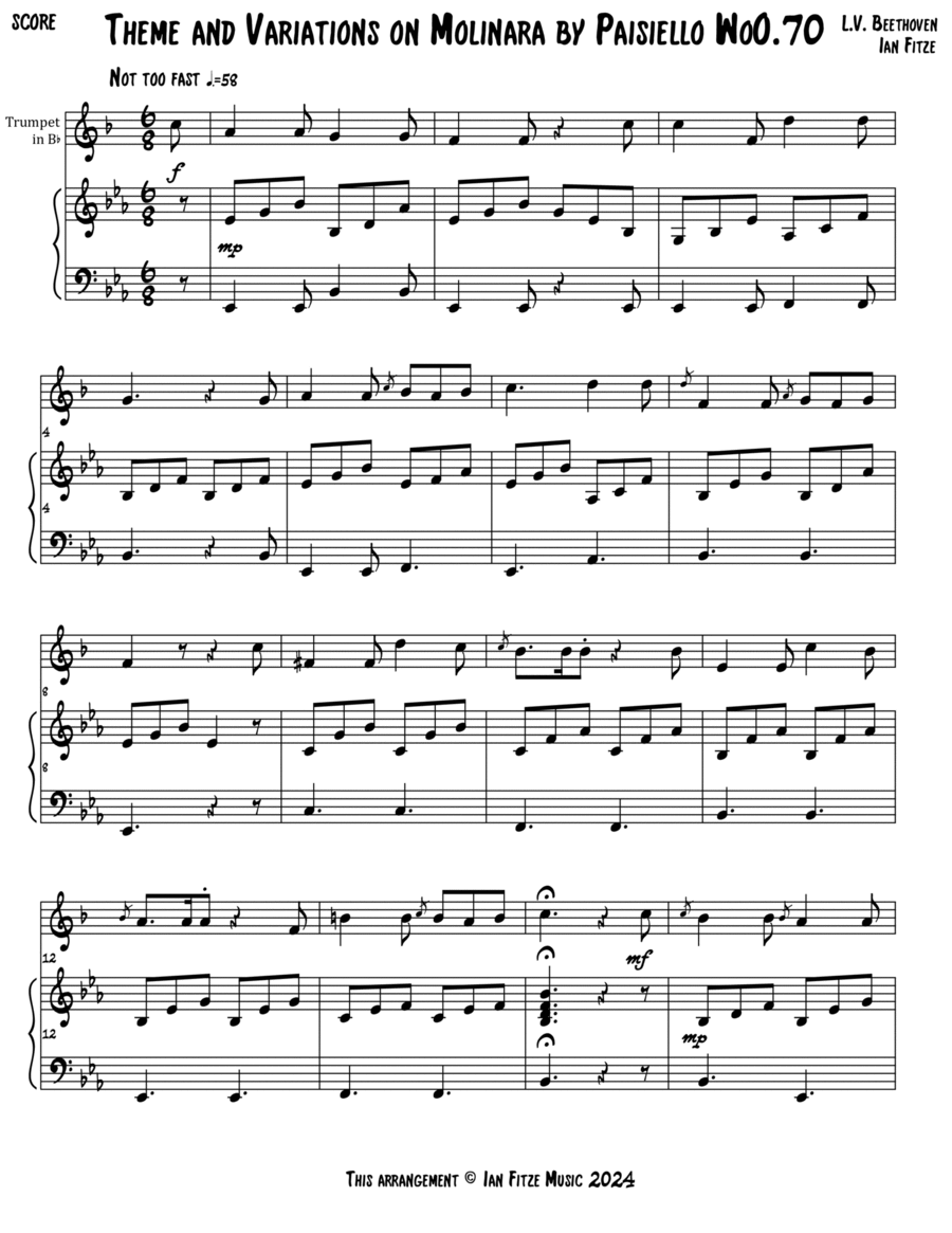 Theme and Variations on Molinara by Paisiello WoO.70