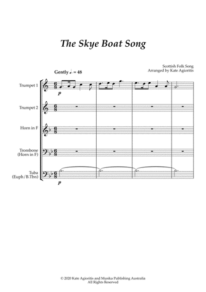 The Skye Boat Song (Theme from 'Outlander') - for Brass Quartet image number null