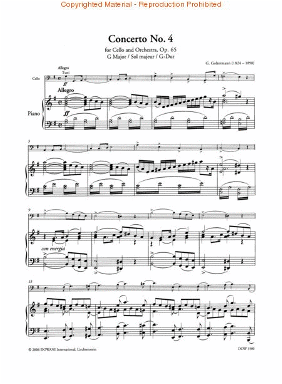 Goltermann: Concerto No. 4 for Cello and Orchestra in G Major, Op. 65 Piano scores gallery preview page 2