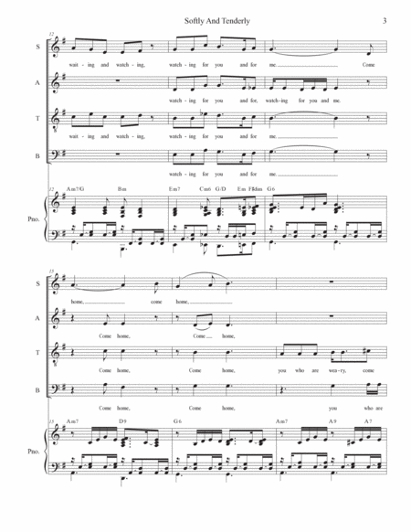 Softly And Tenderly (Vocal Quartet - (SATB) image number null