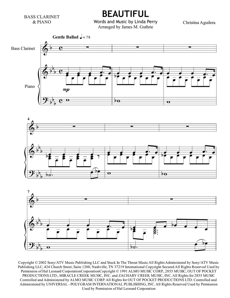 Beautiful Bass Clarinet scores gallery preview page 1