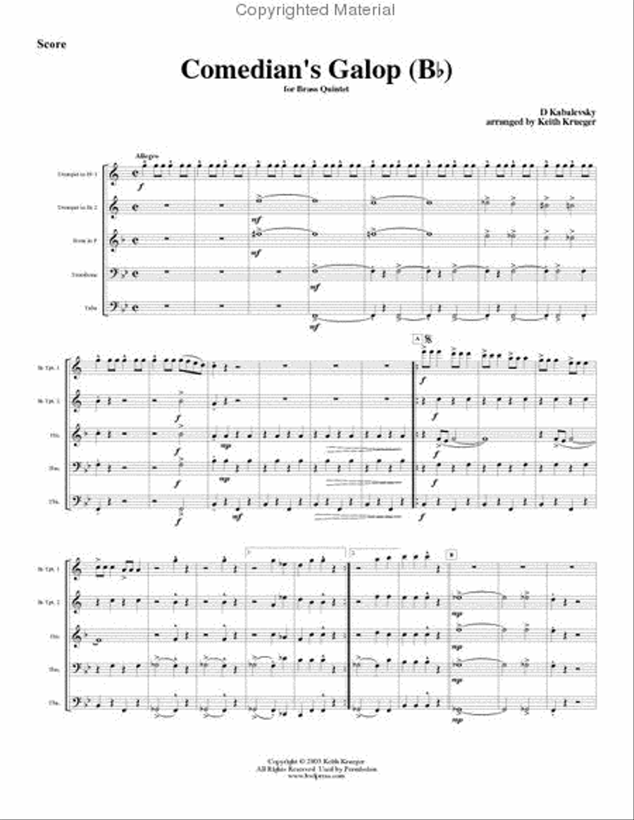 Comedian's Galop Comedian's Galop Brass Quintet scores gallery preview page 2