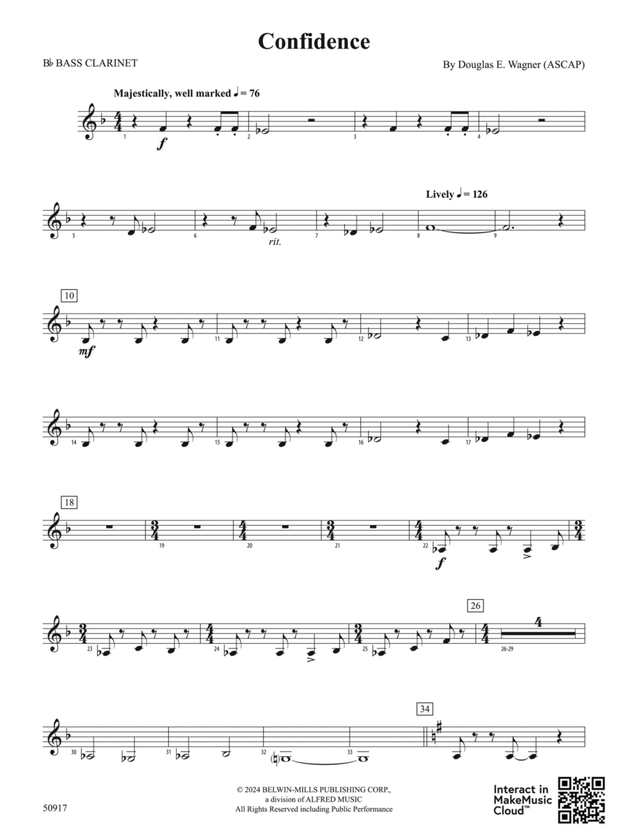 Confidence: B-flat Bass Clarinet Concert Band scores gallery preview page 1