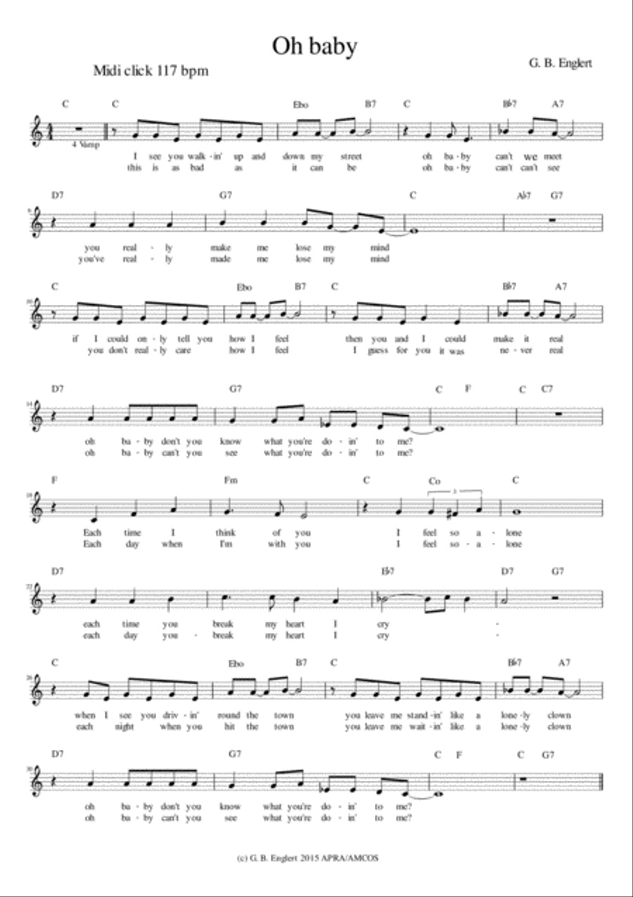 Oh Baby (Gee don't ya know what you're doing to me?) Voice scores gallery preview page 1