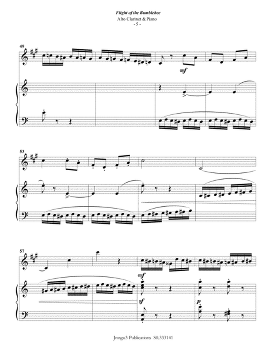 Korsakov: Flight of the Bumblebee for Alto Clarinet & Piano image number null