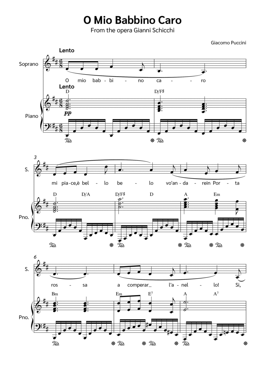 O Mio Babbino Caro Voice scores gallery preview page 1