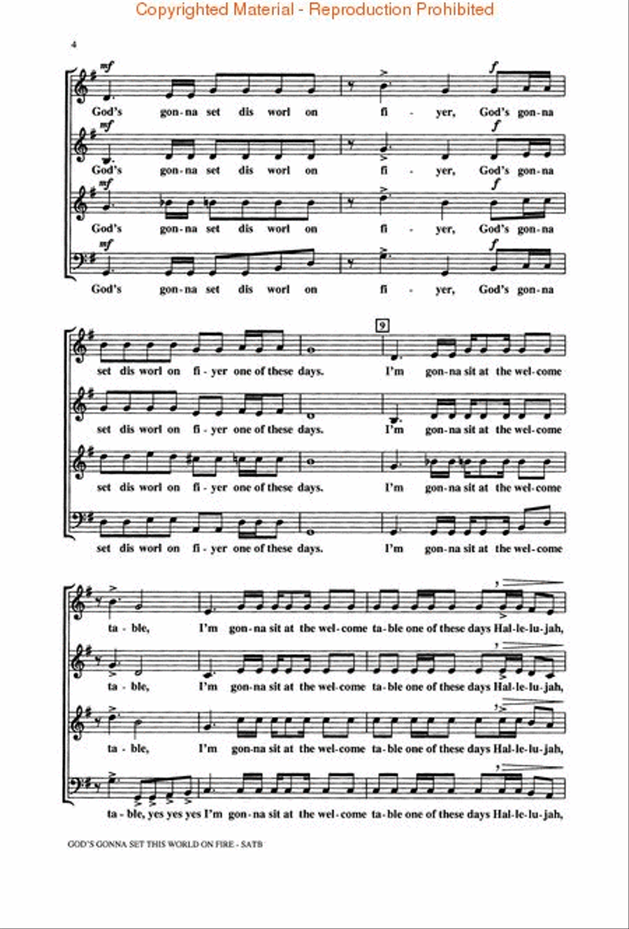 God's Gonna Set This World on Fire 4-Part scores gallery preview page 3