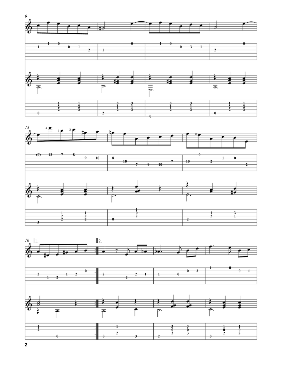 Waltz in B Minor (Op. 69, No. 2) Classical Guitar scores gallery preview page 2
