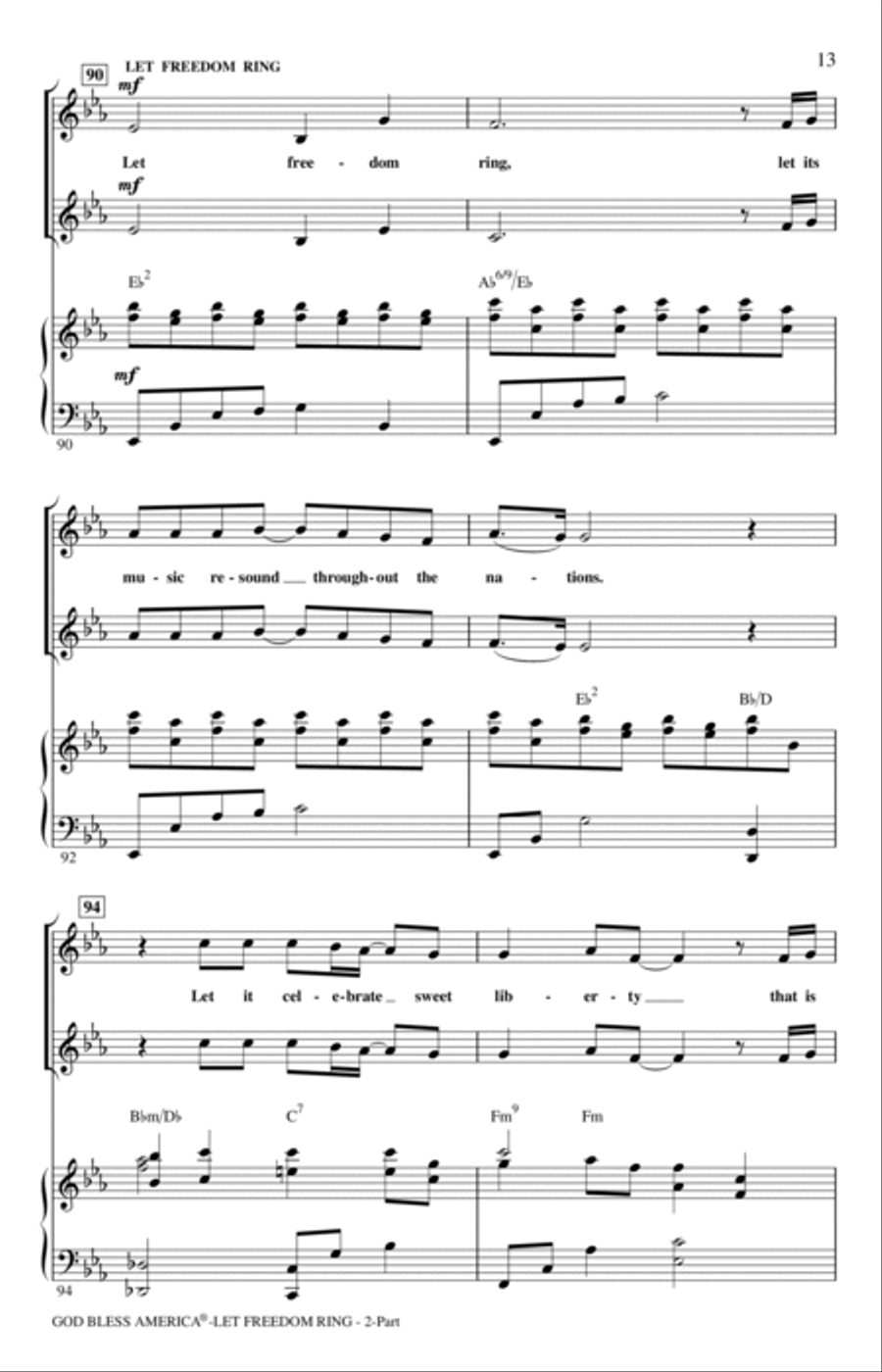 God Bless America (Let Freedom Ring) (Medley) 2-Part scores gallery preview page 12