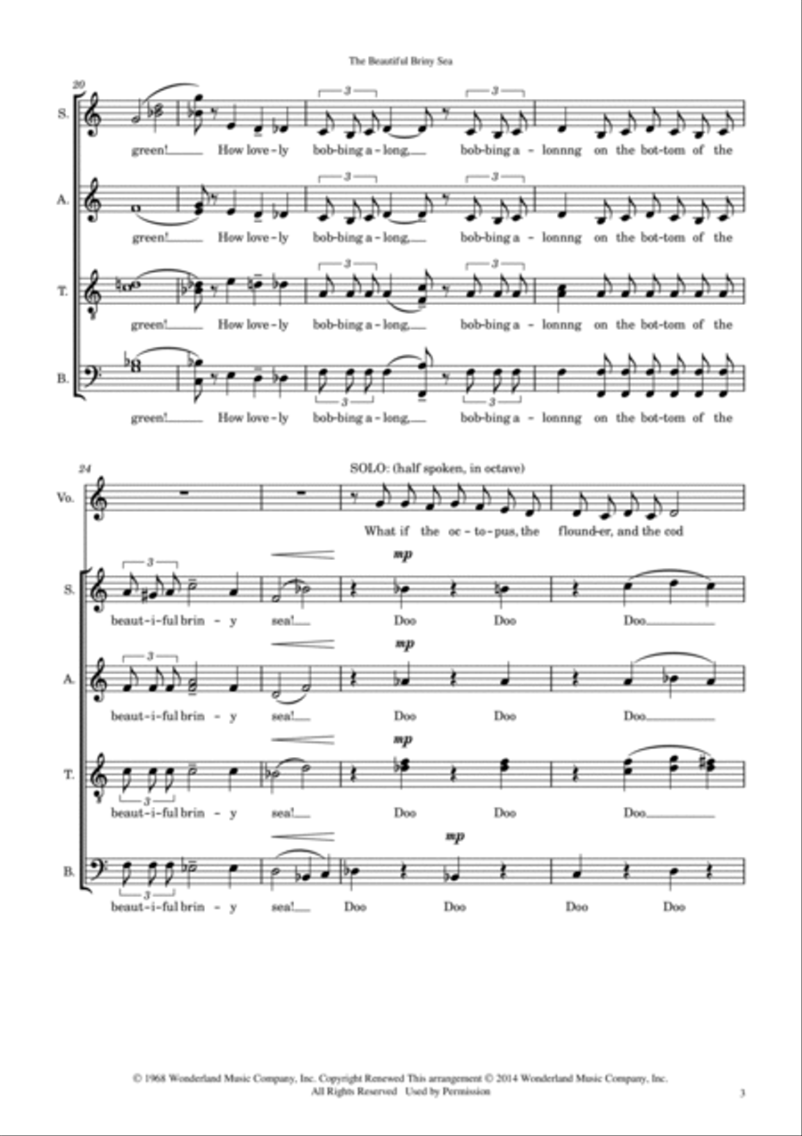The Beautiful Briny Sea The Beautiful Briny Sea 4-Part scores gallery preview page 3