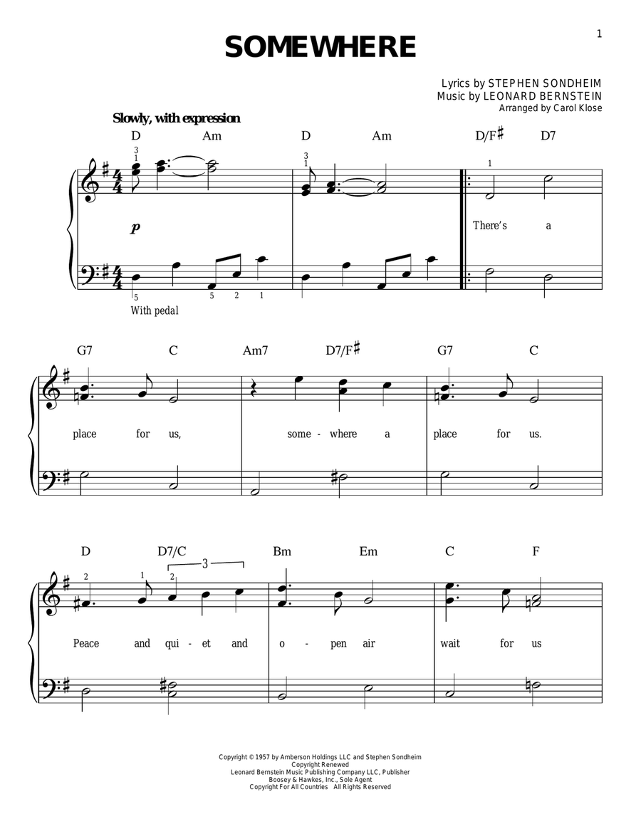 Somewhere (from West Side Story) Voice scores gallery preview page 1