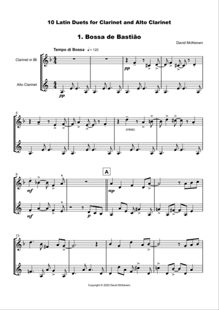 10 Latin Duets, for Clarinet and Alto Clarinet Woodwind Duet scores gallery preview page 3