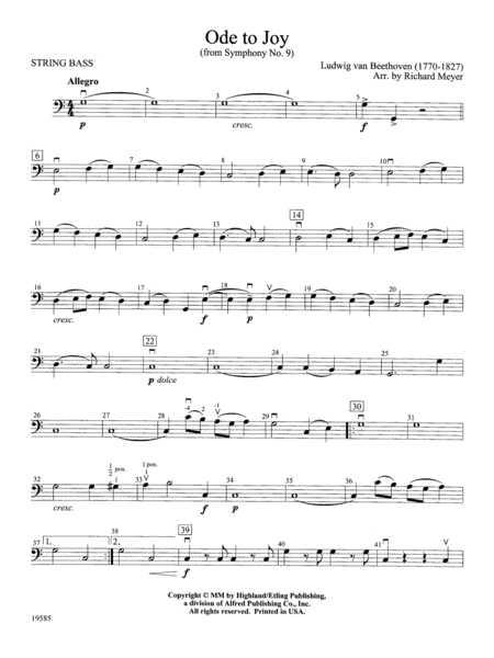 Ode to Joy from Symphony No. 9: String Bass
