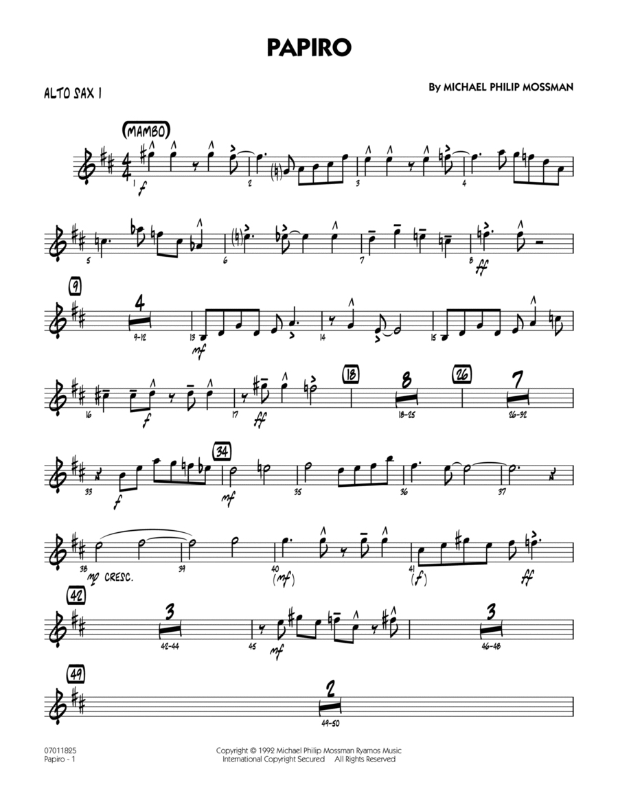 Papiro - Alto Sax 1 Jazz Ensemble scores gallery preview page 1