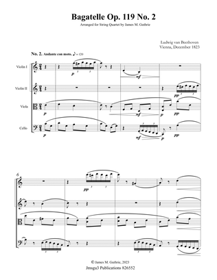Beethoven: Bagatelle Op. 119 No. 2 for String Quartet