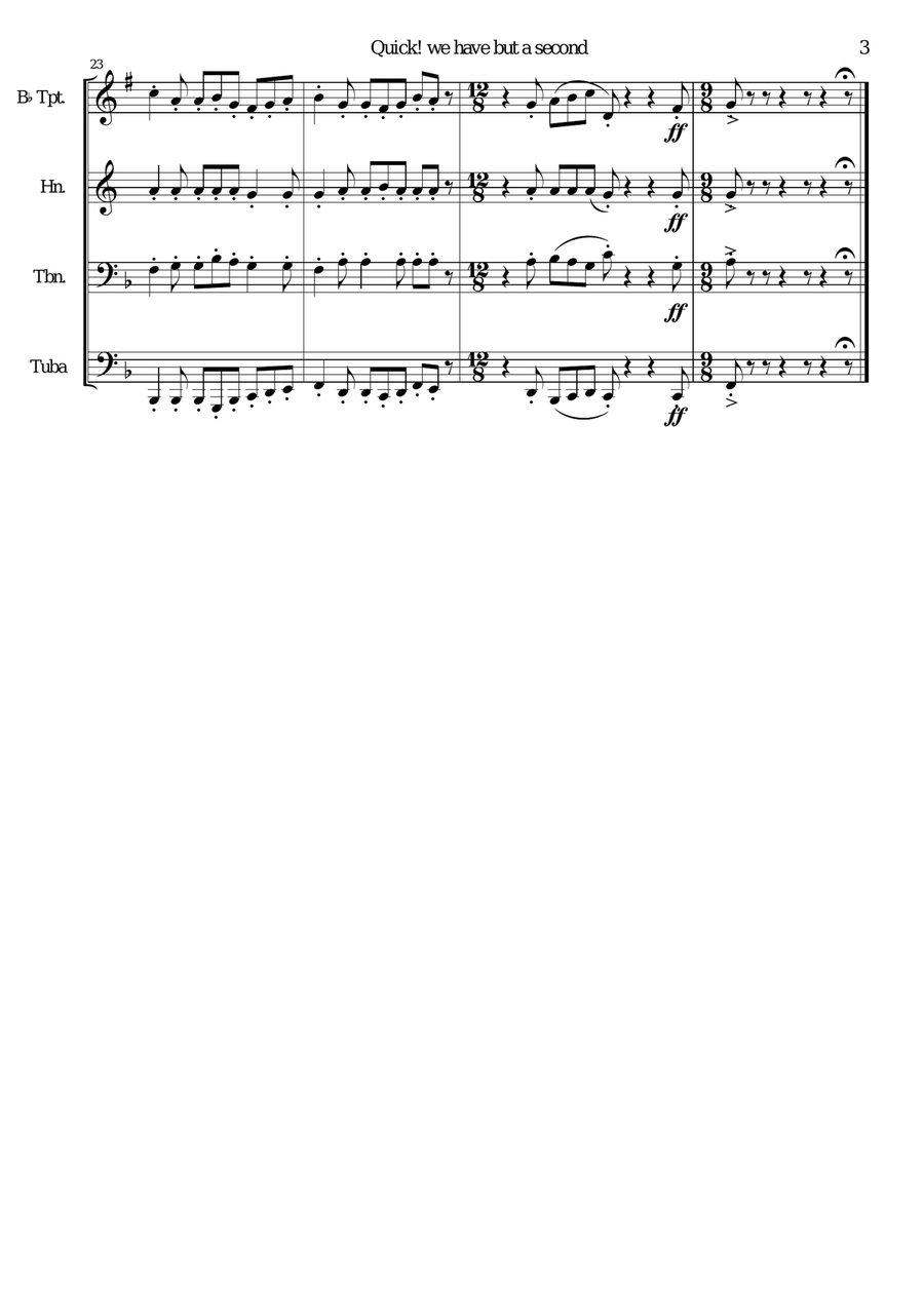 Quick we have but a second for brass quartet Brass Quartet scores gallery preview page 3